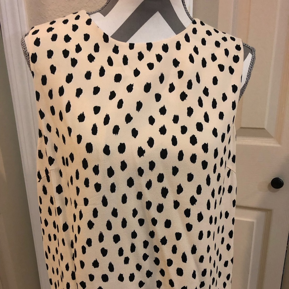 kate spade Cream and Black Polka Dot Sleeveless Blouse
